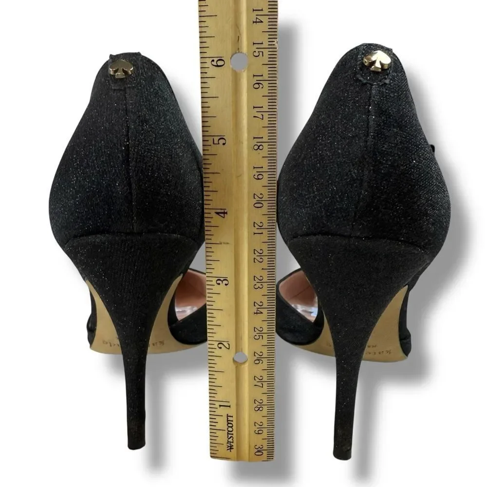 Kate Spade Black Shimmer Womens Pointed Toe D'Orsay Pumps Ankle Strap Heels Sz 7